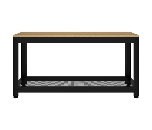 vidaXL Mesita de centro MDF y hierro marrón claro y negro 90x45x45 cm