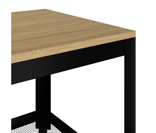 vidaXL Mesita de centro MDF y hierro marrón claro y negro 90x45x45 cm