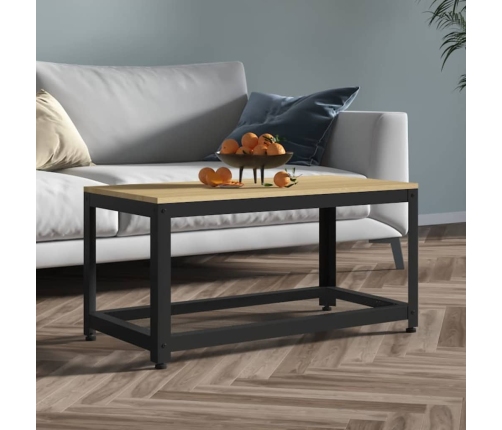 vidaXL Mesita de centro MDF y hierro marrón claro y negro 90x45x45 cm