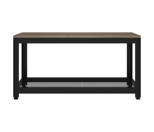 Mesita auxiliar MDF y hierro gris y negro 90x45x45 cm