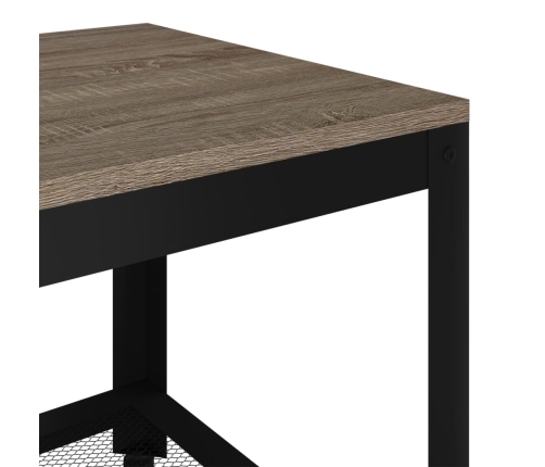 Mesita auxiliar MDF y hierro gris y negro 90x45x45 cm