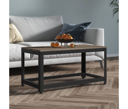 Mesita auxiliar MDF y hierro gris y negro 90x45x45 cm