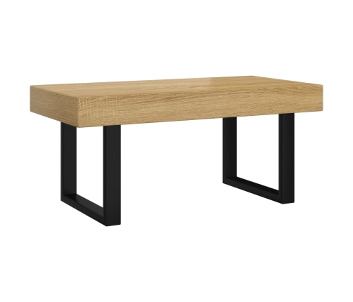 Mesa de centro MDF y hierro marrón claro y negro 90x45x40 cm