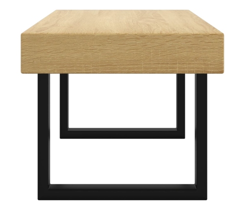 Mesa de centro MDF y hierro marrón claro y negro 90x45x40 cm