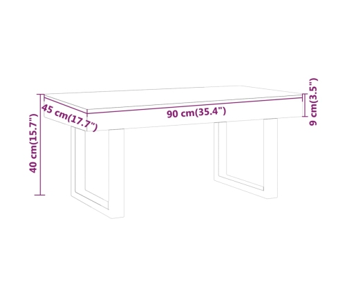 Mesa de centro MDF y hierro marrón claro y negro 90x45x40 cm