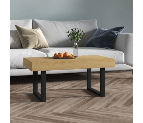 Mesa de centro MDF y hierro marrón claro y negro 90x45x40 cm