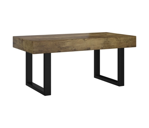 Mesa de centro MDF y hierro marrón oscuro y negro 90x45x40 cm