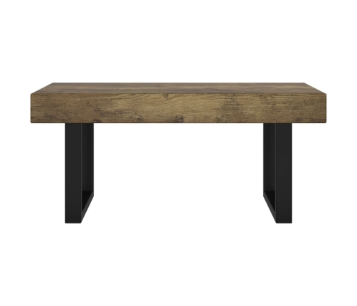 Mesa de centro MDF y hierro marrón oscuro y negro 90x45x40 cm