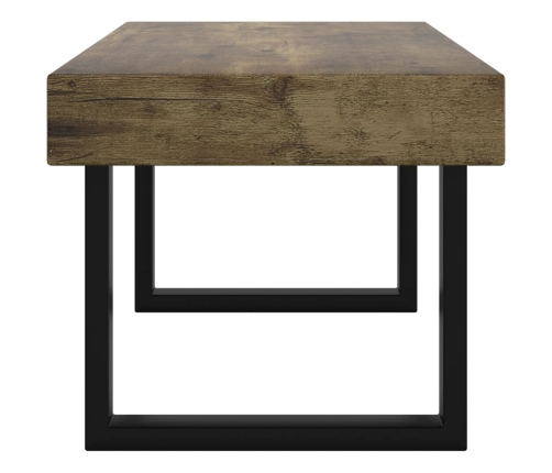 Mesa de centro MDF y hierro marrón oscuro y negro 90x45x40 cm