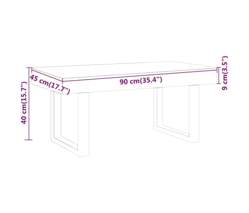 Mesa de centro MDF y hierro gris y negro 90x45x40 cm