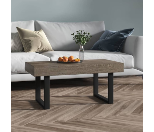 Mesa de centro MDF y hierro gris y negro 90x45x40 cm