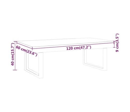 Mesa de centro MDF y hierro marrón claro y negro 120x60x40 cm