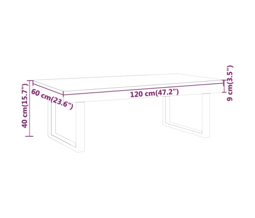 Mesa de centro MDF y hierro marrón oscuro y negro 120x60x40 cm