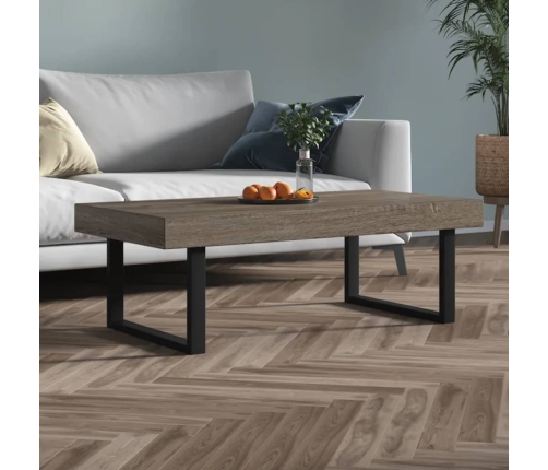 vidaXL Mesa de centro MDF y hierro gris y negro 120x60x40 cm