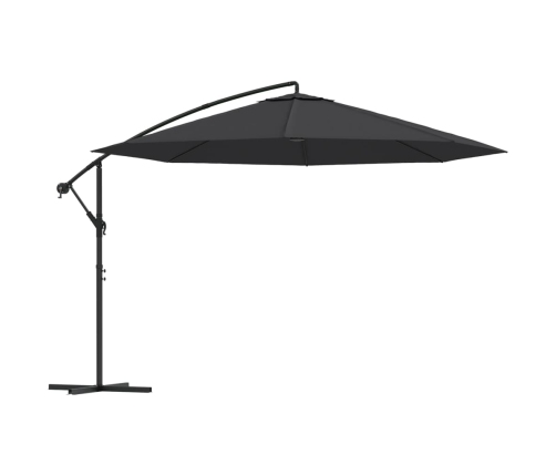 Sombrilla voladiza de jardín con poste de aluminio negro 350 cm