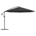 Sombrilla voladiza de jardín con poste de aluminio negro 350 cm