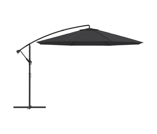 Sombrilla voladiza de jardín con poste de aluminio negro 350 cm