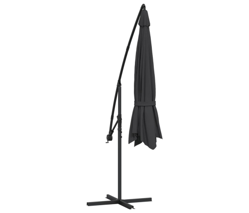 Sombrilla voladiza de jardín con poste de aluminio negro 350 cm