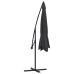 Sombrilla voladiza de jardín con poste de aluminio negro 350 cm