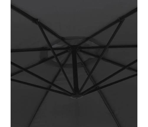 Sombrilla voladiza de jardín con poste de aluminio negro 350 cm