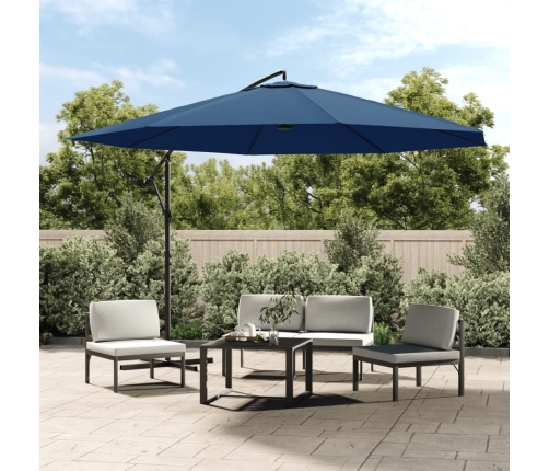 Sombrilla voladiza con poste de aluminio azul 350 cm