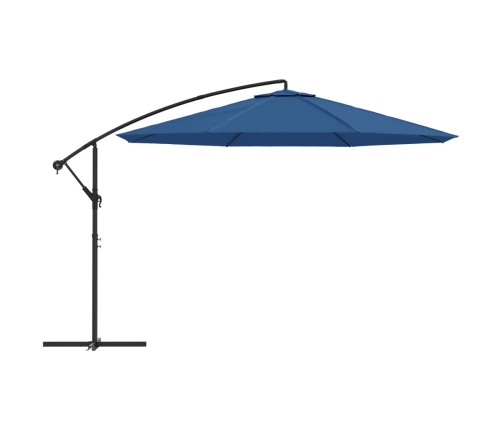 Sombrilla voladiza con poste de aluminio azul 350 cm
