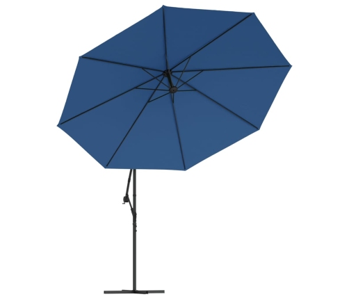 Sombrilla voladiza con poste de aluminio azul 350 cm