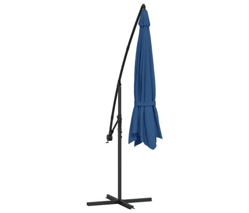 Sombrilla voladiza con poste de aluminio azul 350 cm