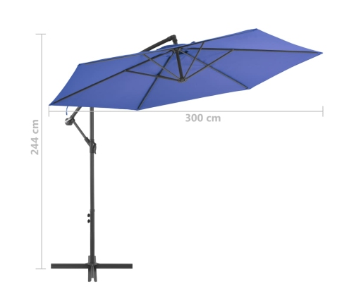 Sombrilla voladiza con poste de aluminio azul 300 cm