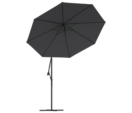 Sombrilla voladiza con luces LED y poste de acero negra 300 cm