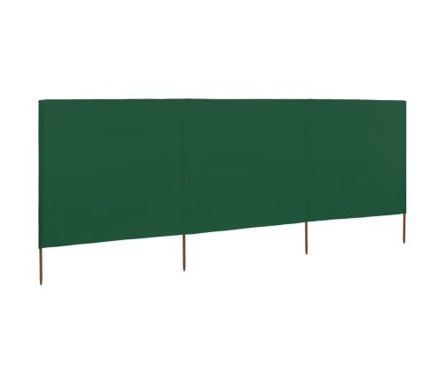 Paravientod de playa de 3 paneles tela verde 400x160 cm
