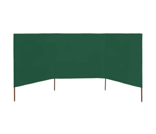 Paravientod de playa de 3 paneles tela verde 400x160 cm