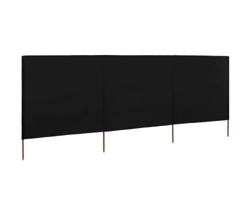 Paravientos de playa de 3 paneles tela negro 400x160 cm