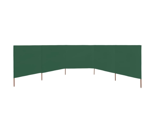 Paravientos de playa de 5 paneles tela verde 600x160cm