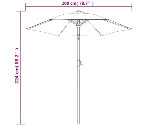 Sombrilla de aluminio gris topo 200x224 cm