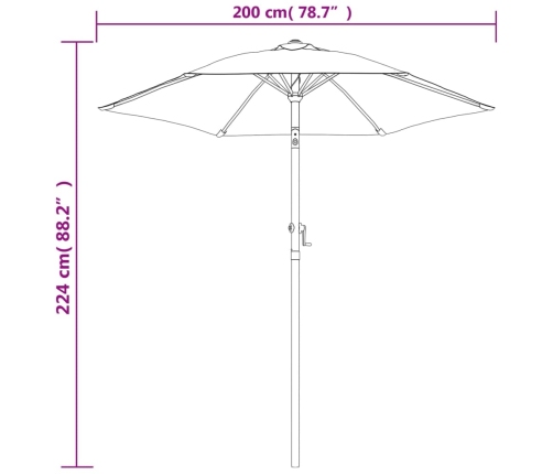 Sombrilla de aluminio burdeos 200x224 cm