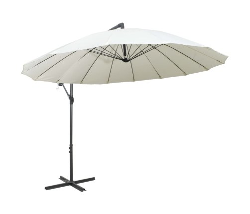Sombrilla colgante con palo de aluminio blanco 3 m
