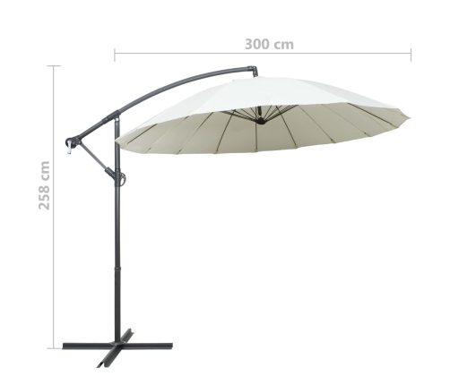 Sombrilla colgante con palo de aluminio blanco 3 m