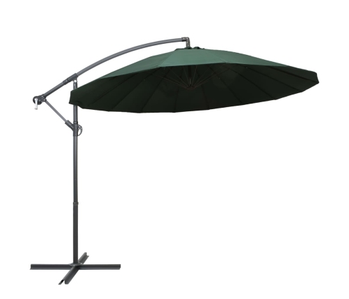 Sombrilla colgante con palo de aluminio verde 3 m