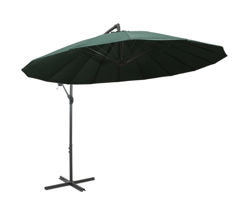 Sombrilla colgante con palo de aluminio verde 3 m