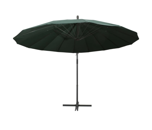 Sombrilla colgante con palo de aluminio verde 3 m