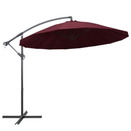 Sombrilla colgante con palo de aluminio burdeos 3 m