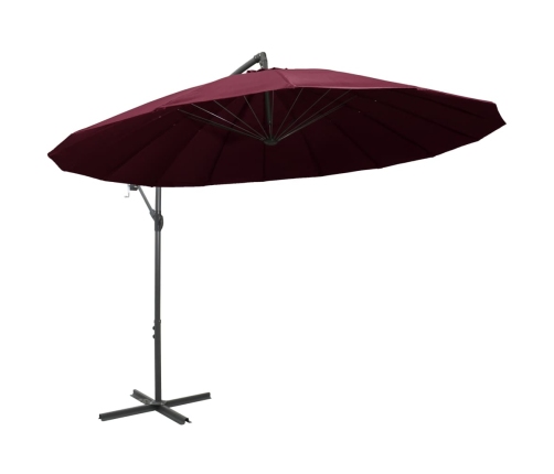Sombrilla colgante con palo de aluminio burdeos 3 m