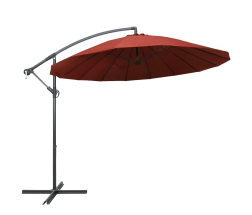 Sombrilla colgante con palo de aluminio color terracota 3 m