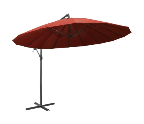 Sombrilla colgante con palo de aluminio color terracota 3 m