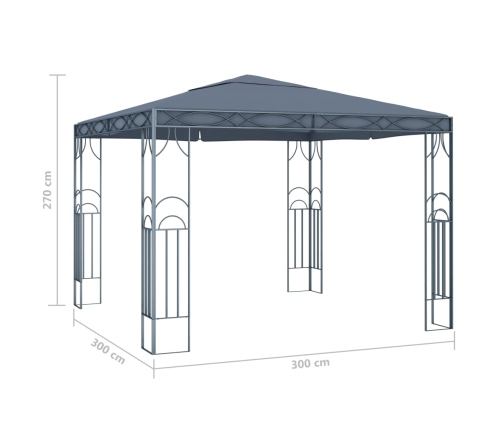 Cenador gris antracita 300x300 cm