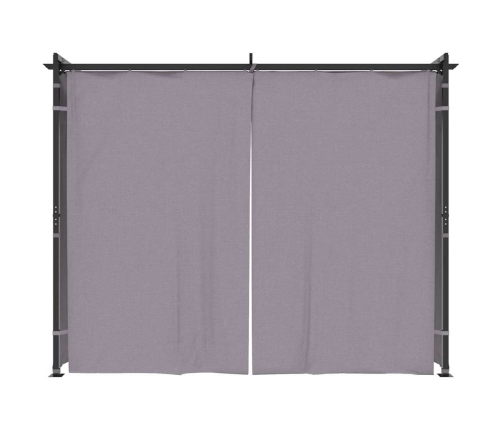 Cenador con cortinas acero gris antracita 3x3 m