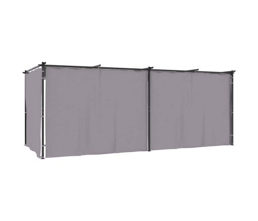 Cenador con cortinas acero gris antracita 3x6 m