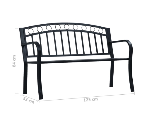 vidaXL Banco de jardín acero negro 125 cm