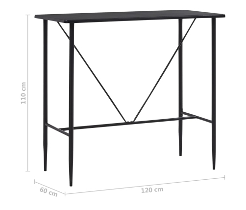 Mesa alta de cocina MDF negro 120x60x110 cm